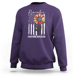 Red Friday Sweatshirt Remember Everyone Deployed American Flag Sunflower TS09 Purple Print Your Wear