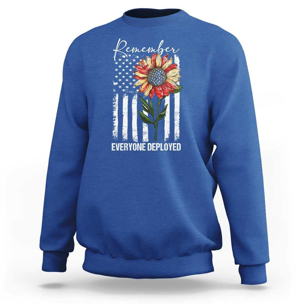 Red Friday Sweatshirt Remember Everyone Deployed American Flag Sunflower TS09 Royal Blue Print Your Wear
