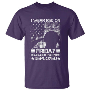 Red Friday T Shirt I Wear Red On Friday Remember Everyone Deployed TS09 Purple Print Your Wear