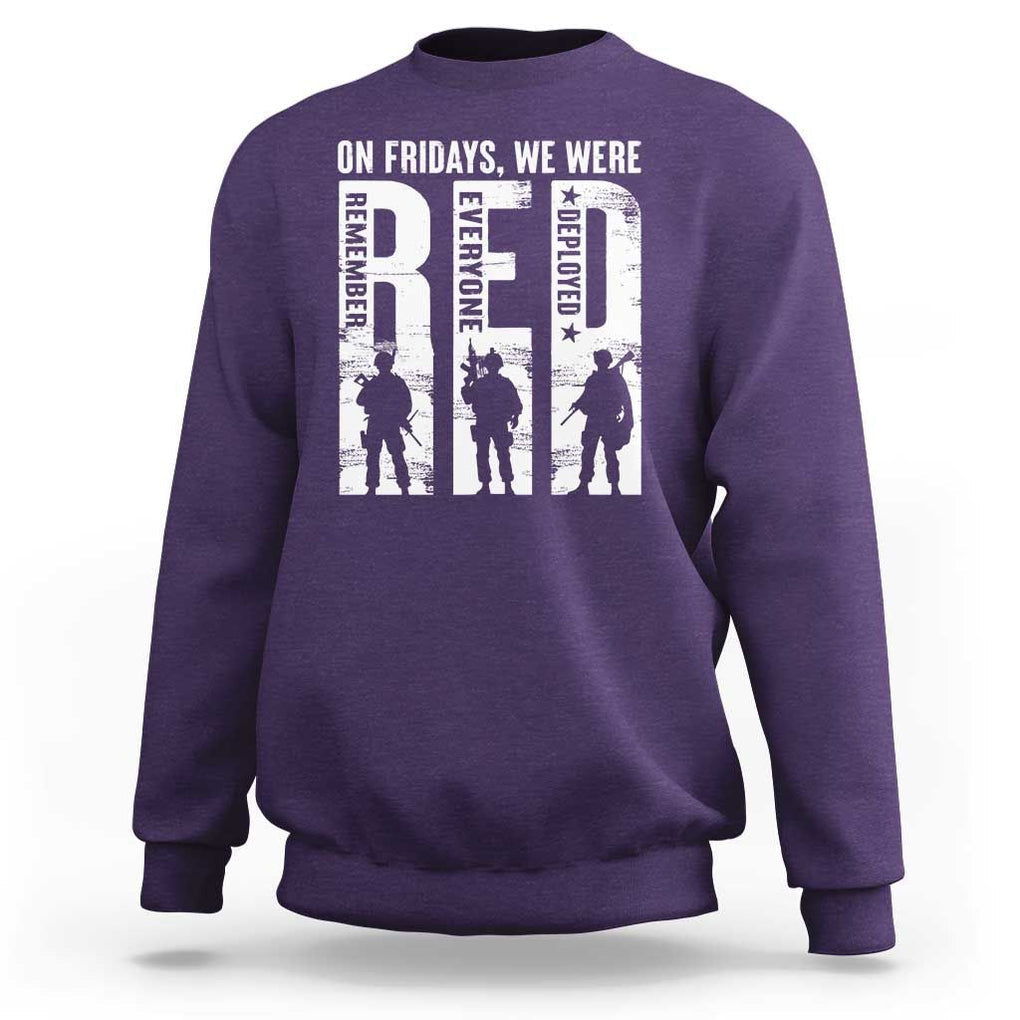 Red Friday Sweatshirt On Friday We Wear Red Remember Everyone Deployed TS09 Purple Print Your Wear
