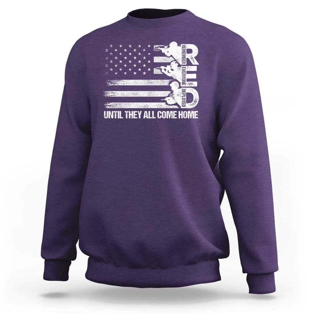 Red Friday Sweatshirt Until They Come Home Remember Everyone Deployed TS09 Purple Print Your Wear