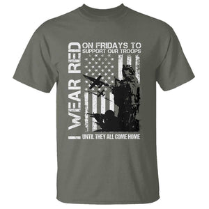 Red Friday T Shirt I Wear Red Support Our Troops Remember Everyone Deployed TS09 Military Green Print Your Wear