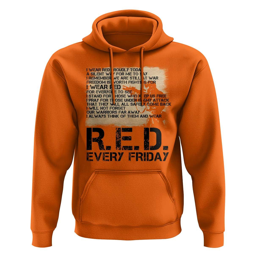 Red Friday Hoodie Remember The Deployed Military Troops Poem TS09 Orange Print Your Wear