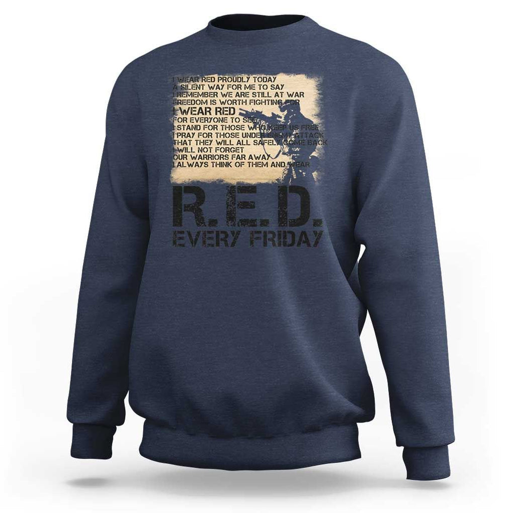 Red Friday Sweatshirt Remember The Deployed Military Troops Poem TS09 Navy Print Your Wear