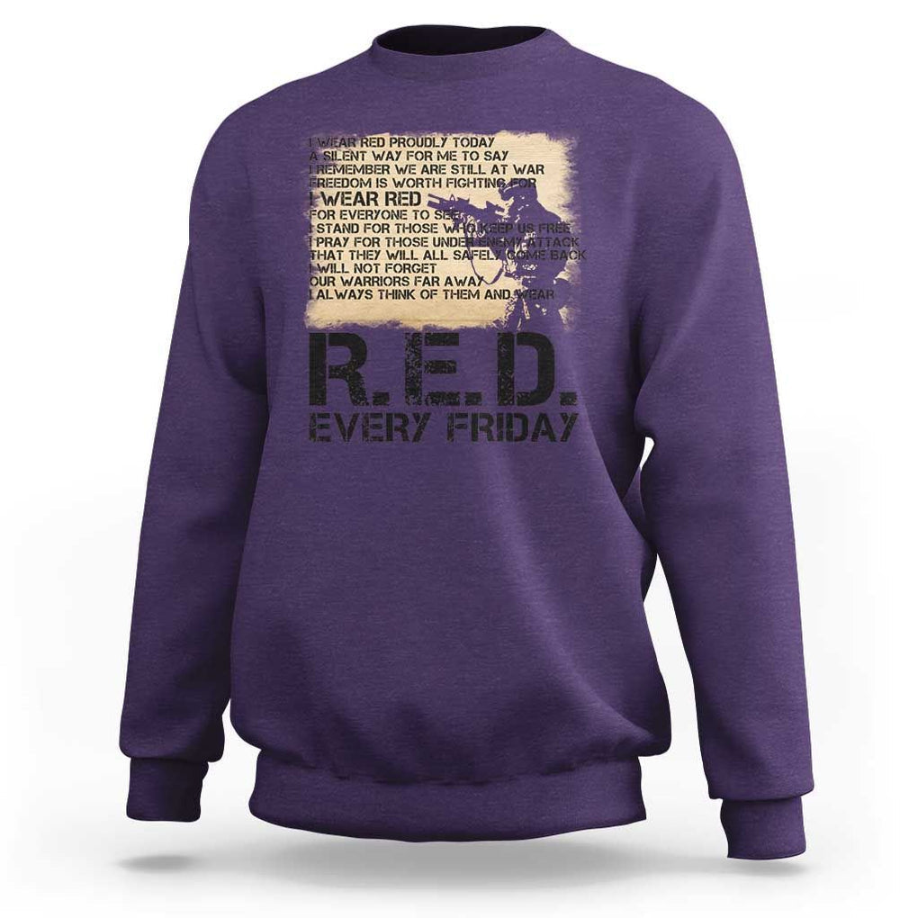Red Friday Sweatshirt Remember The Deployed Military Troops Poem TS09 Purple Print Your Wear