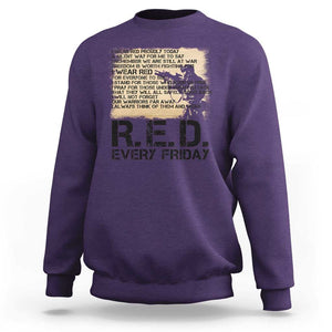 Red Friday Sweatshirt Remember The Deployed Military Troops Poem TS09 Purple Print Your Wear