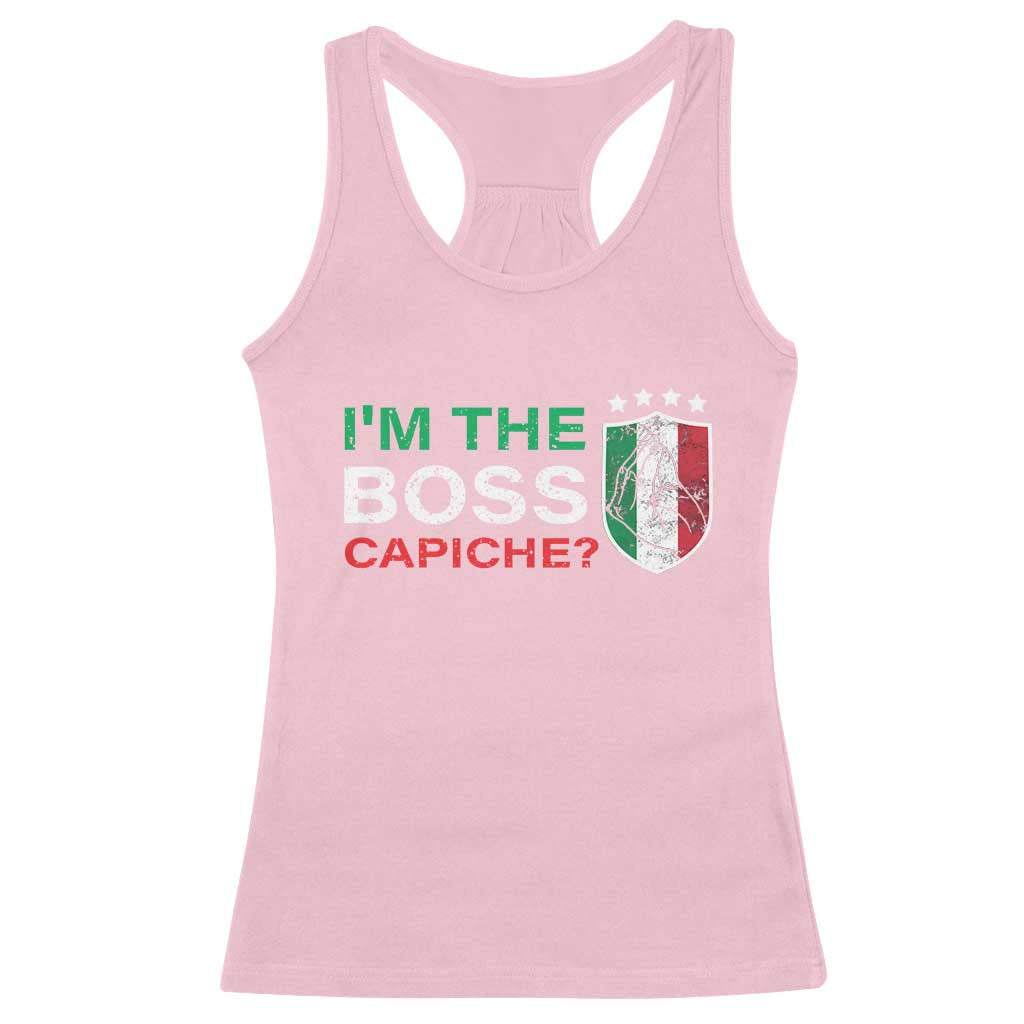 Funny Italian Racerback Tank Top I'm The Boss Capiche TS09 Light Pink Print Your Wear