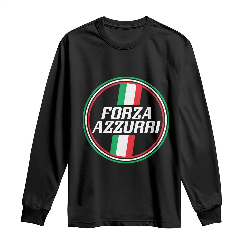 Italian Sport Support Long Sleeve Shirt Let's Go Italy Forza Azzurri TS09 Black Print Your Wear