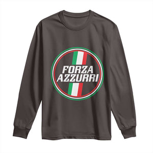 Italian Sport Support Long Sleeve Shirt Let's Go Italy Forza Azzurri TS09 Dark Chocolate Print Your Wear