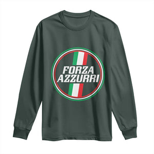 Italian Sport Support Long Sleeve Shirt Let's Go Italy Forza Azzurri TS09 Dark Forest Green Print Your Wear