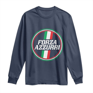 Italian Sport Support Long Sleeve Shirt Let's Go Italy Forza Azzurri TS09 Navy Print Your Wear