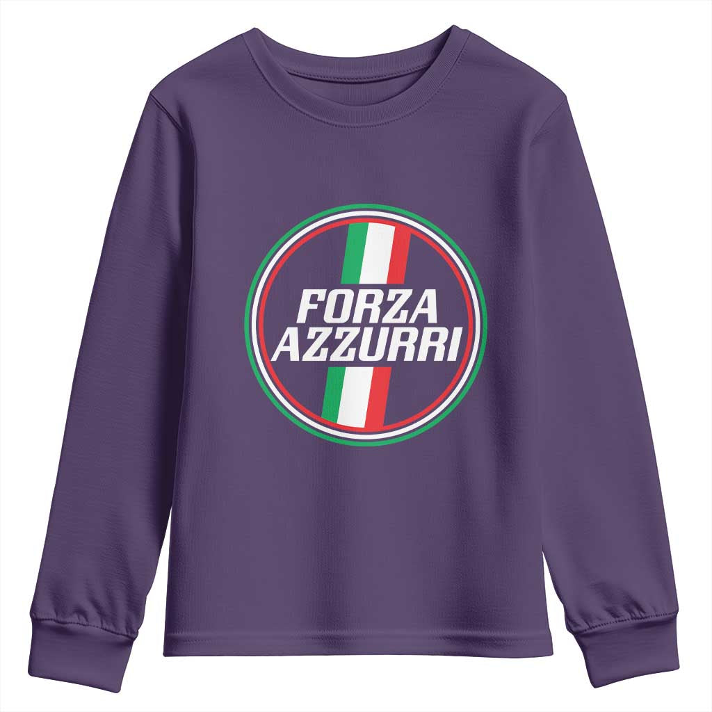 Italian Sport Support Youth Sweatshirt Let's Go Italy Forza Azzurri TS09 Purple Print Your Wear