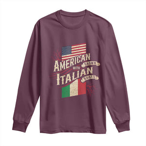 American Grown Italian Roots Patriot Long Sleeve Shirt TS09 Maroon Print Your Wear