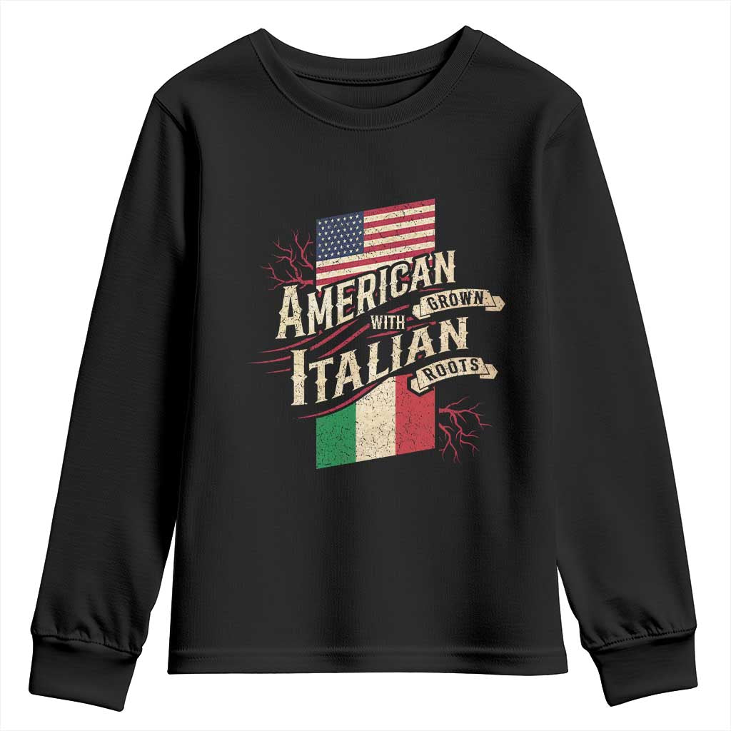 American Grown Italian Roots Patriot Youth Sweatshirt TS09 Black Print Your Wear