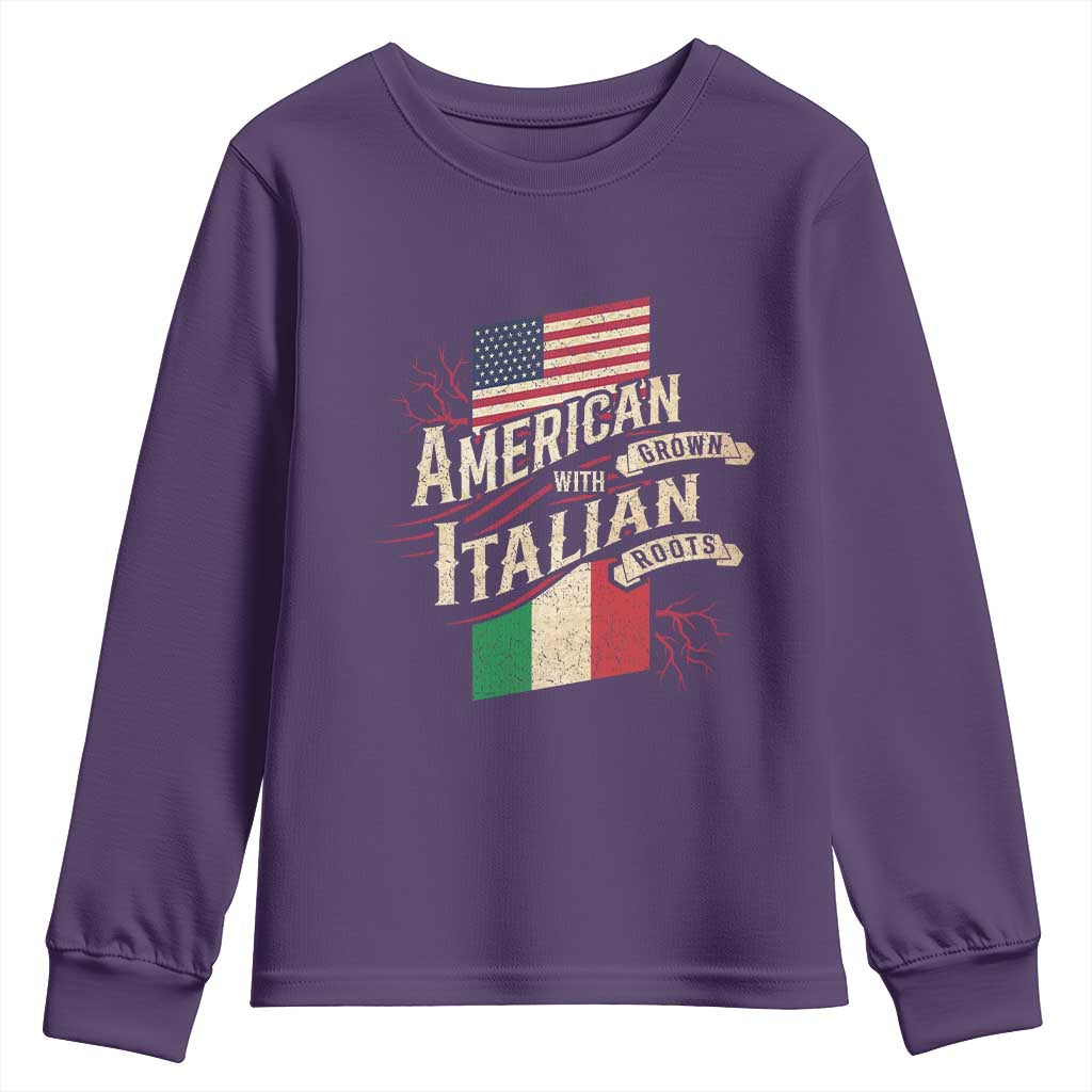 American Grown Italian Roots Patriot Youth Sweatshirt TS09 Purple Print Your Wear
