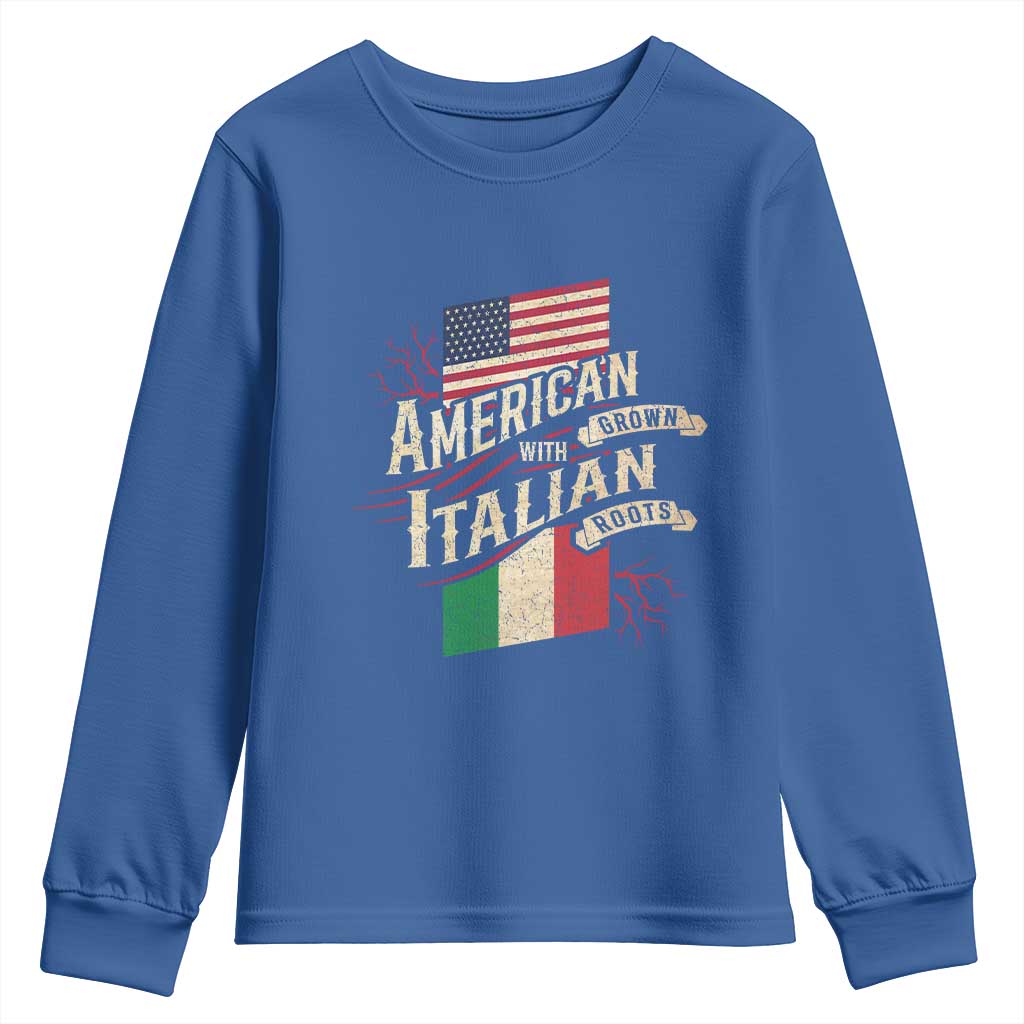 American Grown Italian Roots Patriot Youth Sweatshirt TS09 Royal Blue Print Your Wear