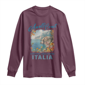 Italy Trip Long Sleeve Shirt Amalfi Coast Beautiful Beach TS09 Maroon Print Your Wear