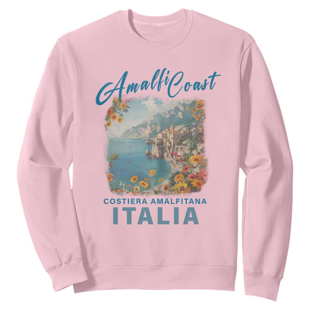 Italy Trip Sweatshirt Amalfi Coast Beautiful Beach TS09 Light Pink Print Your Wear