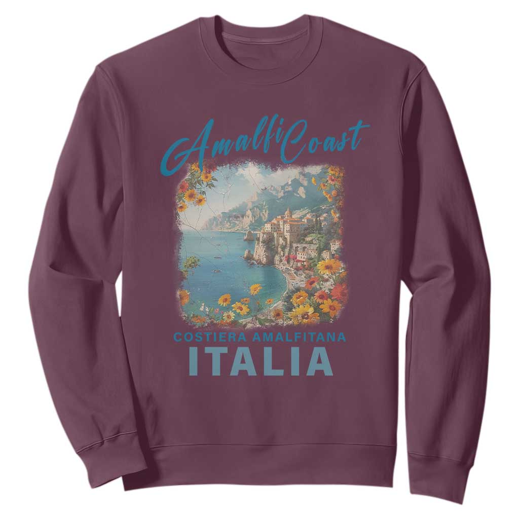 Italy Trip Sweatshirt Amalfi Coast Beautiful Beach TS09 Maroon Print Your Wear