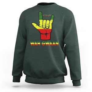 Reggae Lover Sweatshirt Wah Gwaan Jamaica jamaican TS09 Dark Forest Green Print Your Wear