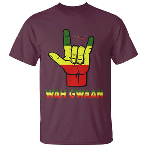 Reggae Lover T Shirt Wah Gwaan Jamaica jamaican TS09 Maroon Print Your Wear