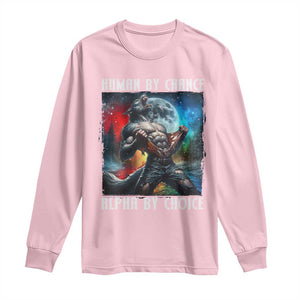 Alpha Wolf Long Sleeve Shirt Human By Chance Alpha By Choice TS09 Light Pink Print Your Wear