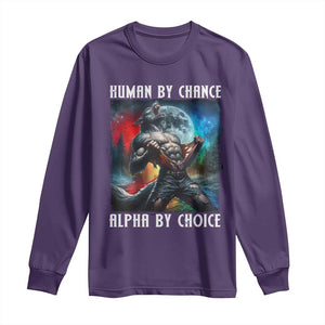 Alpha Wolf Long Sleeve Shirt Human By Chance Alpha By Choice TS09 Purple Print Your Wear