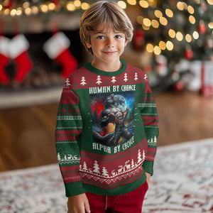 Alpha Wolf Ugly Christmas Sweater Human By Chance Alpha By Choice TS09 Christmas Print Your Wear