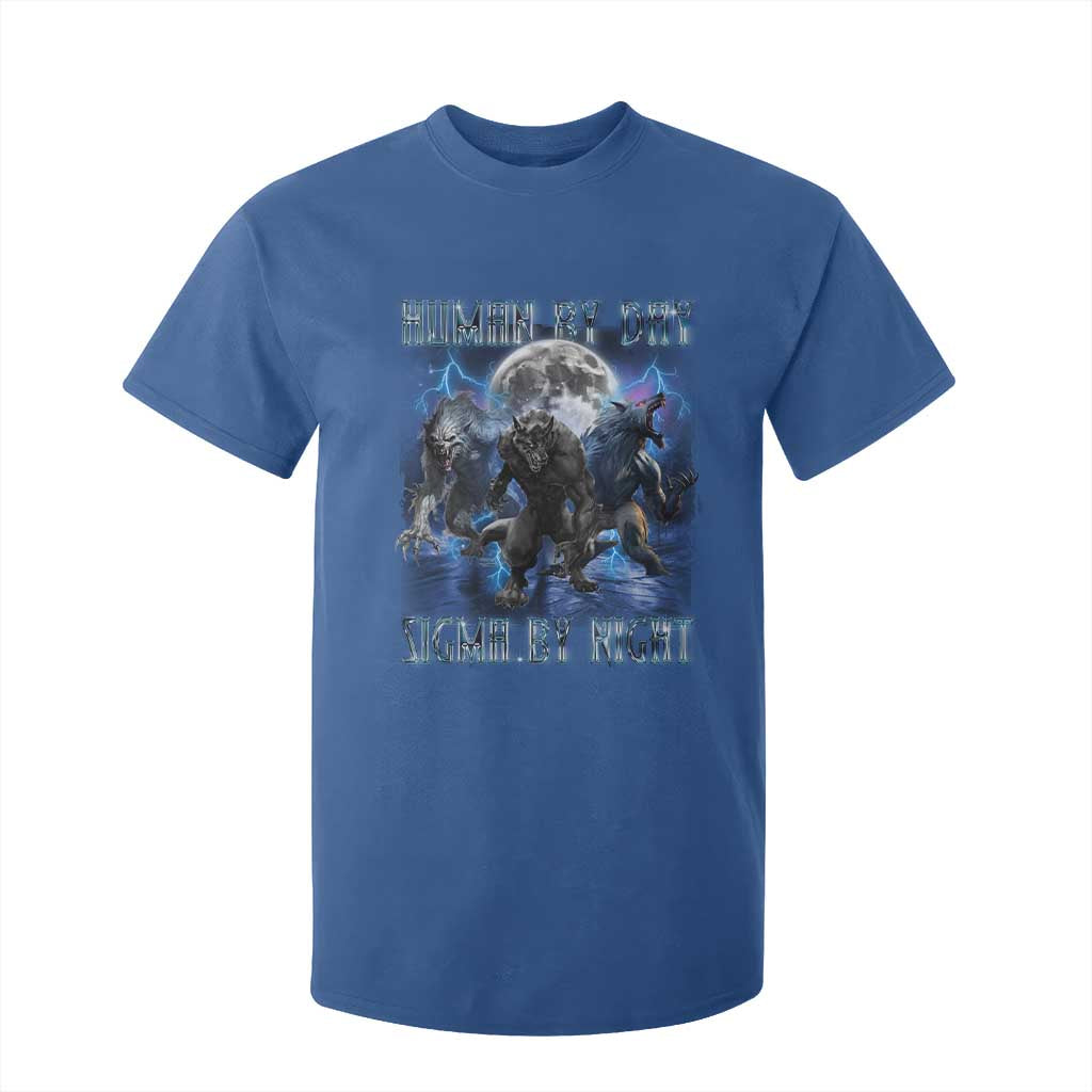 Alpha Wolf T Shirt For Kid Human By Day Sigma By Night TS09 Royal Blue Print Your Wear