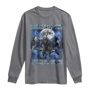 Alpha Wolf Long Sleeve Shirt Human By Day Sigma By Night TS09 Charcoal Print Your Wear