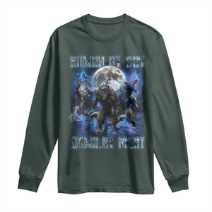 Alpha Wolf Long Sleeve Shirt Human By Day Sigma By Night TS09 Dark Forest Green Print Your Wear