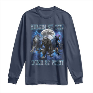 Alpha Wolf Long Sleeve Shirt Human By Day Sigma By Night TS09 Navy Print Your Wear