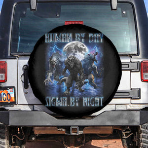 Alpha Wolf Spare Tire Cover Human By Day Sigma By Night TS09 No hole Black Print Your Wear