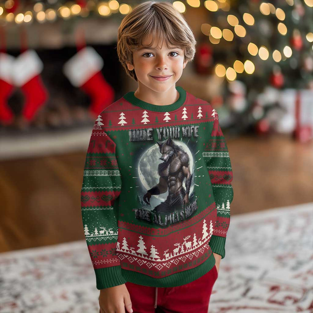 Alpha Wolf Ugly Christmas Sweater Hide Your Wife The Alpha's Here TS09 Christmas Print Your Wear