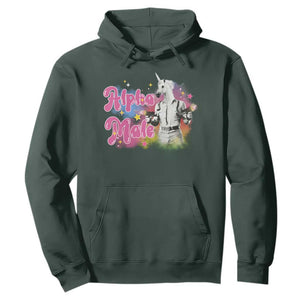 Funny Alpha Male Unicorn Hoodie TS09 Dark Forest Green Print Your Wear