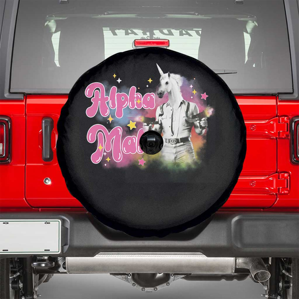 Funny Alpha Male Unicorn Spare Tire Cover TS09 Black Print Your Wear