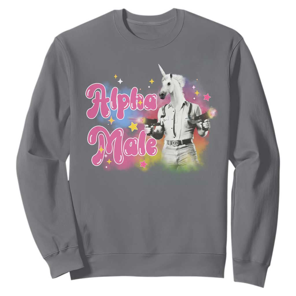 Funny Alpha Male Unicorn Sweatshirt TS09 Charcoal Print Your Wear