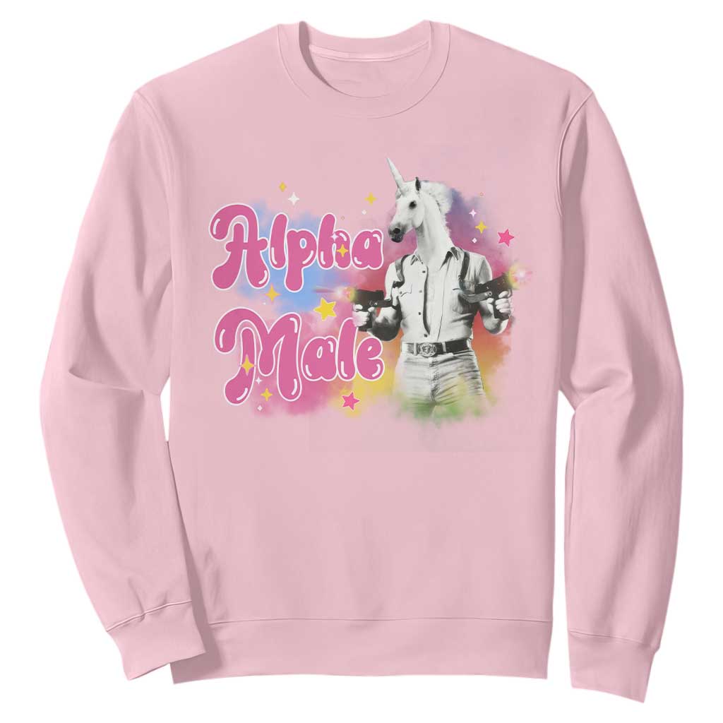 Funny Alpha Male Unicorn Sweatshirt TS09 Light Pink Print Your Wear