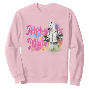 Funny Alpha Male Unicorn Sweatshirt TS09 Light Pink Print Your Wear