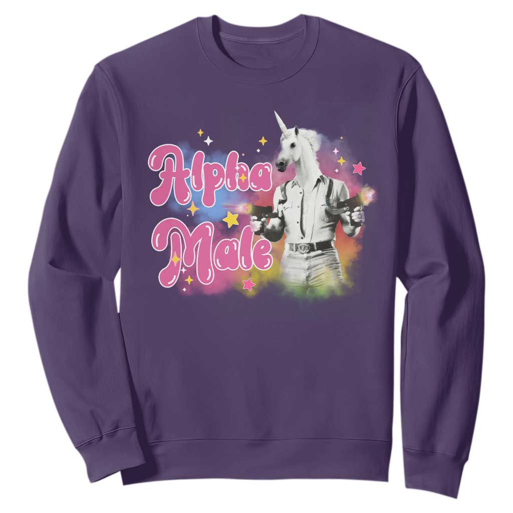 Funny Alpha Male Unicorn Sweatshirt TS09 Purple Print Your Wear