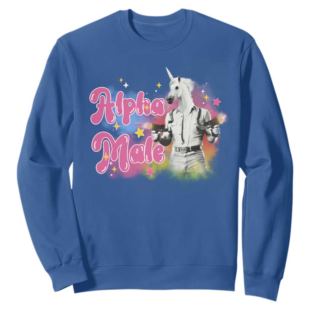 Funny Alpha Male Unicorn Sweatshirt TS09 Royal Blue Print Your Wear