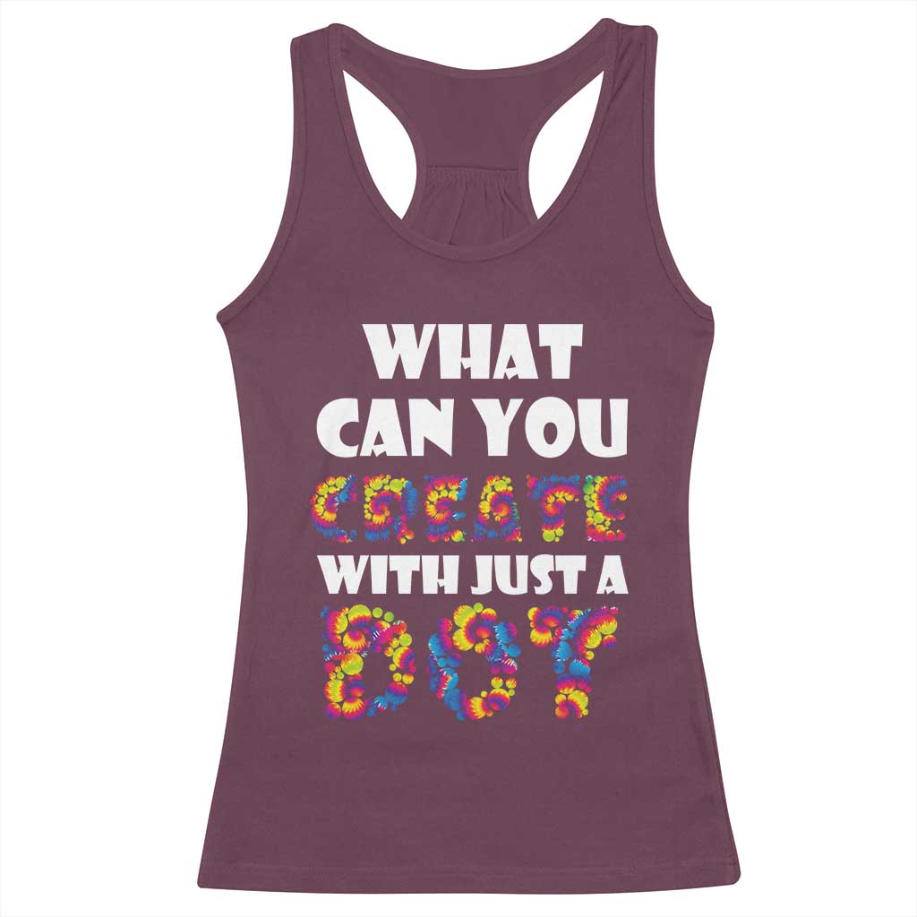 Happy Dot Day Racerback Tank Top What Can You Create With Just A Dot TS09 Maroon Print Your Wear