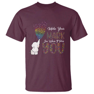 Dot Day T Shirt Make Your Mark And See Where It Takes Cute Elephant TS09 Maroon Print Your Wear