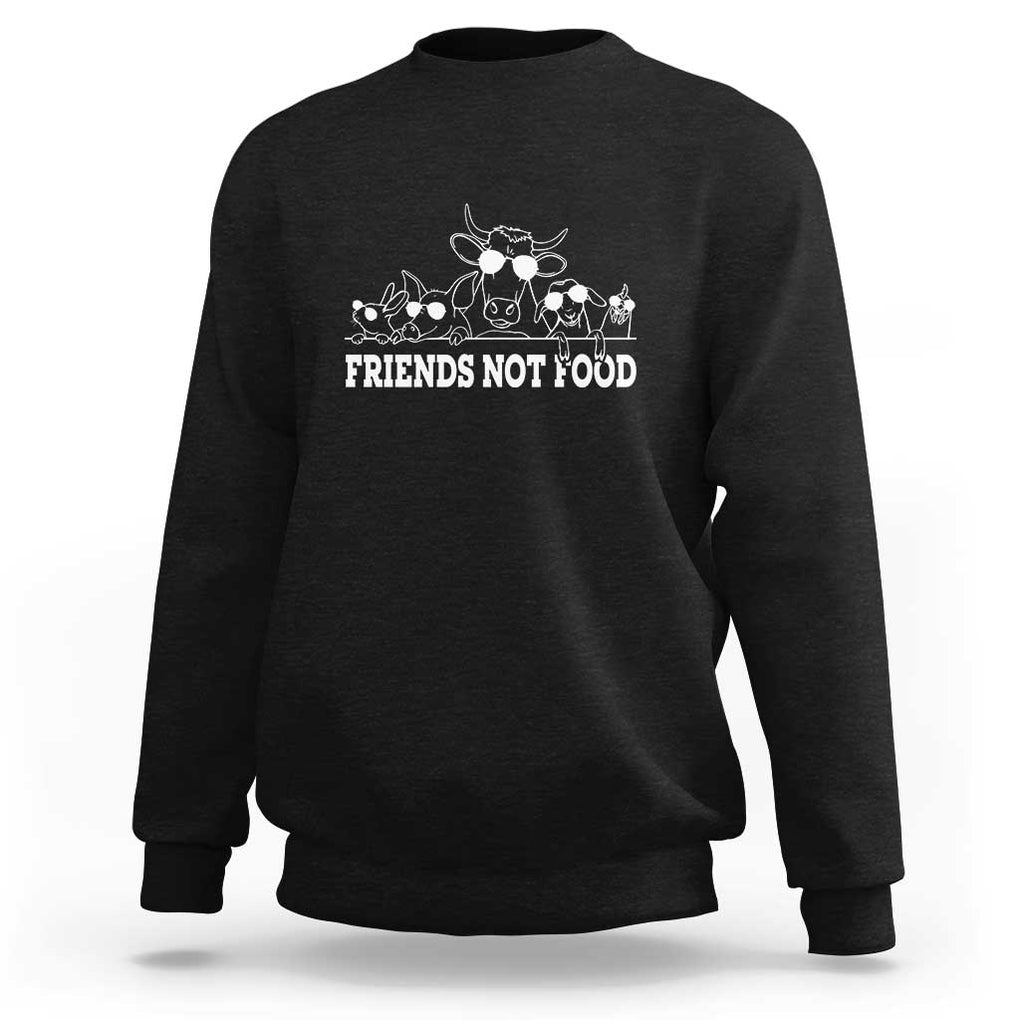 Vegetarian Sweatshirt Friends Not Food TS09 Black Print Your Wear