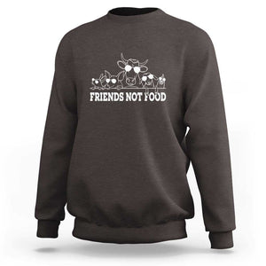 Vegetarian Sweatshirt Friends Not Food TS09 Dark Chocolate Print Your Wear