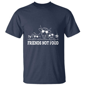 Vegetarian T Shirt Friends Not Food TS09 Navy Print Your Wear