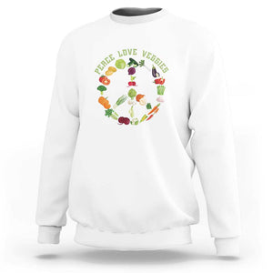 Vegetarian Sweatshirt Peace Love Veggies TS09 White Print Your Wear