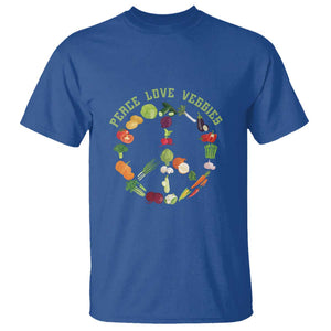 Vegetarian T Shirt Peace Love Veggies TS09 Royal Blue Print Your Wear