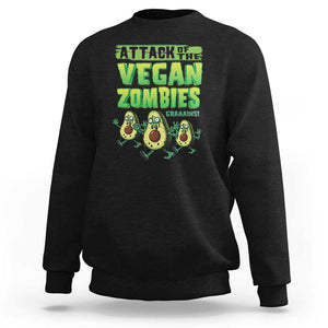 Halloween Vegetarian Sweatshirt Attack of the Vegan Zombies TS09 Black Print Your Wear