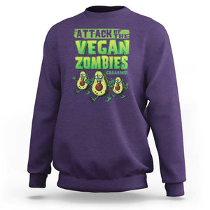 Halloween Vegetarian Sweatshirt Attack of the Vegan Zombies TS09 Purple Print Your Wear